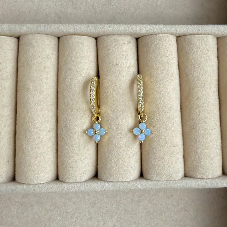 18K Gold Plated Blue Flower Earrings