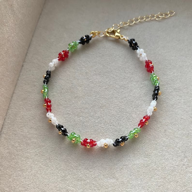 Small Beaded Crystal Flower Bracelet