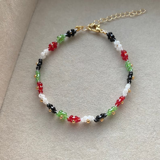 Small Beaded Crystal Flower Bracelet