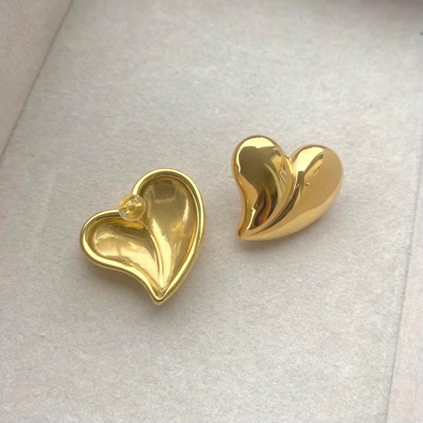 Gold Plated Love Heart Stud Earrings