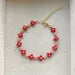 Red Crystal Beaded Flower Bracelet