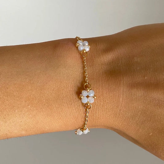 24K White Clover Bracelet