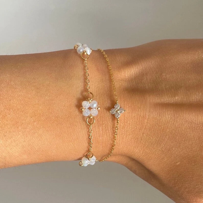24K White Clover Bracelet