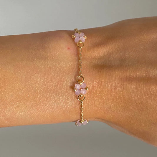 24K Pink Clover Bracelet