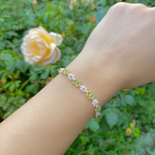 Lime Flower Crystal Bracelet