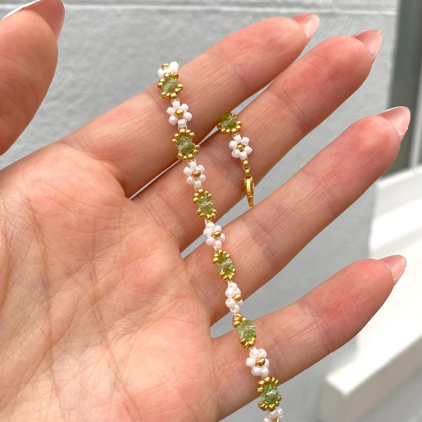 Lime Flower Crystal Bracelet