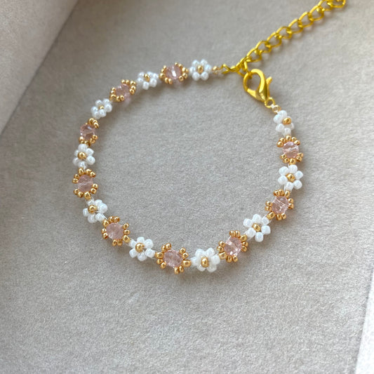 Beaded Crystal Flower Bracelet