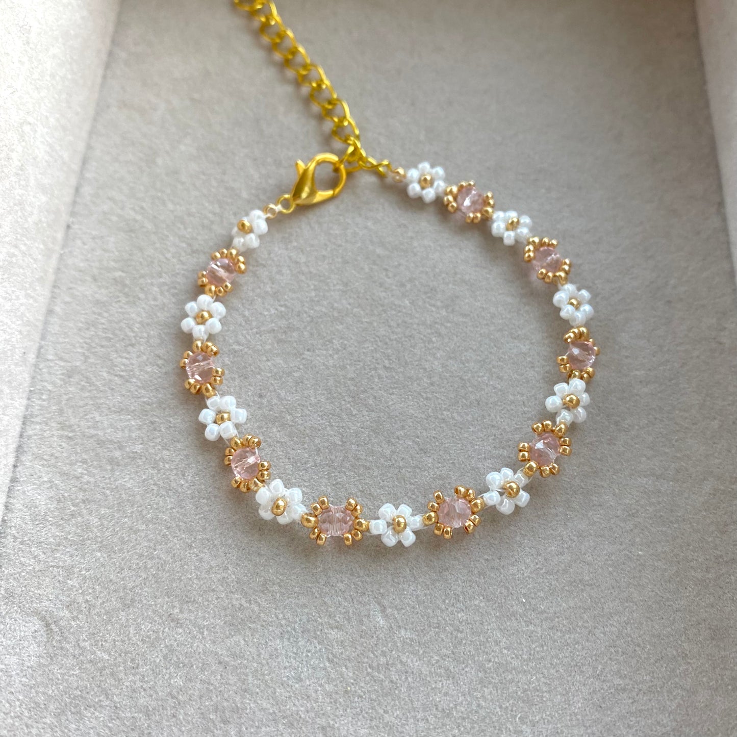 Beaded Crystal Flower Bracelet