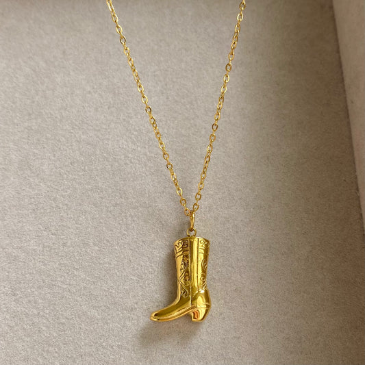 18K Gold Plated Cowboy Boot Necklace